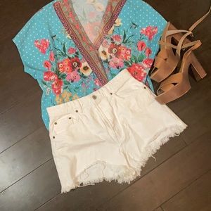 Zara 100% cotton white denim shorts size 29/8
